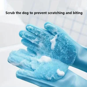 Pet Grooming Gloves – Silicone Hair Removal & Bathing Brush
