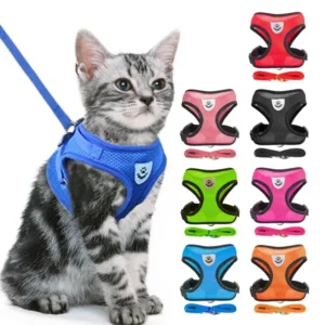 Adjustable Cat & Dog Harness Vest – Reflective Leash & Walking Set