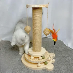 Wooden Cat Scratching Post – Durable Cat Tree & Play Station