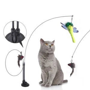 Interactive Feather Cat Toy – Bird Teaser Wand with Bell